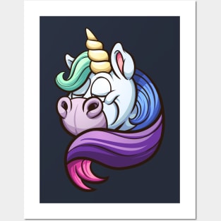 Unicorn with rainbow mane Posters and Art